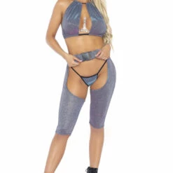 Leg Avenue Lingerie Iridescent Bikini Set And Chaps