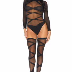 Leg Avenue Lingerie Wrap Around Bodysuit And Thigh Highs 9 Leg Avenue Lingerie Wrap Around Bodysuit And Thigh Highs