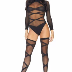 Leg Avenue Lingerie Wrap Around Bodysuit And Thigh Highs 7 Leg Avenue Lingerie Wrap Around Bodysuit And Thigh Highs