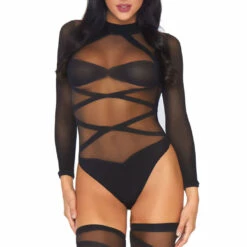 Leg Avenue Lingerie Wrap Around Bodysuit And Thigh Highs 8 Leg Avenue Lingerie Wrap Around Bodysuit And Thigh Highs