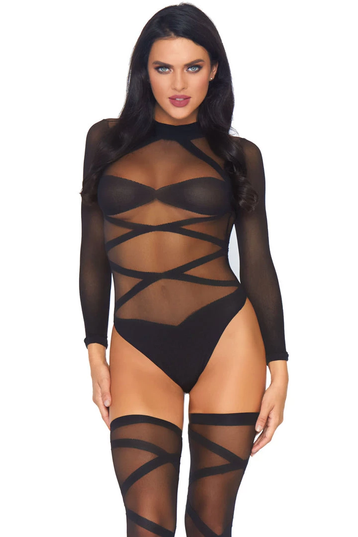Leg Avenue Lingerie Wrap Around Bodysuit And Thigh Highs 4 Leg Avenue Lingerie Wrap Around Bodysuit And Thigh Highs
