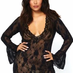 Leg Avenue Plus Size Deep V Lace Chemise 6 Leg Avenue Plus Size Deep V Lace Chemise