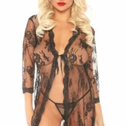 Leg Avenue Lingerie Long Lace Robe Set