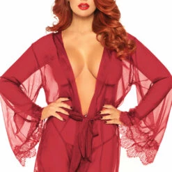 Leg Avenue Sheer Robe With Eyelash Lace