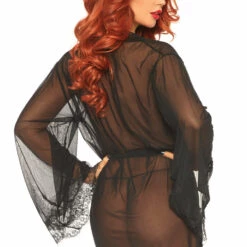 Leg Avenue Sheer Robe With Eyelash Lace 8 Leg Avenue Sheer Robe With Eyelash Lace