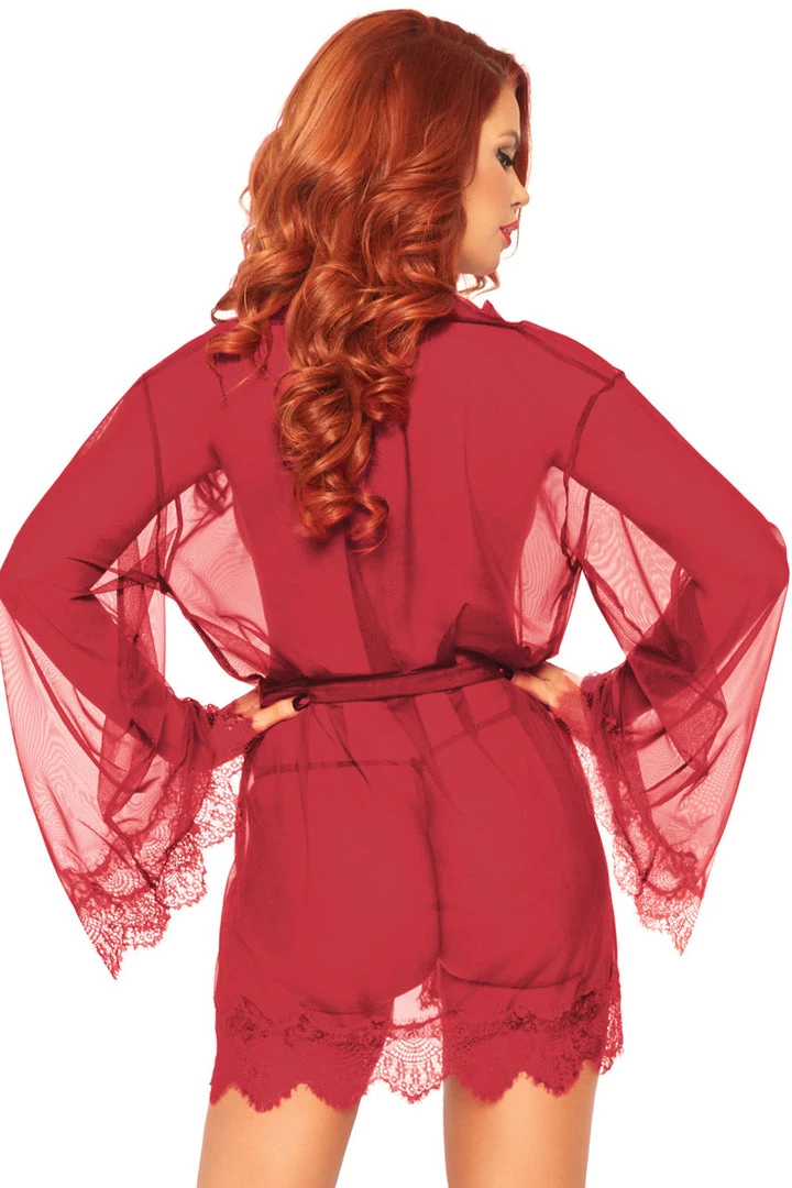 Leg Avenue Sheer Robe With Eyelash Lace 4 Leg Avenue Sheer Robe With Eyelash Lace