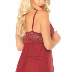 Leg Avenue Lace Up Mesh Babydoll Set Lingerie 7 Leg Avenue Lace Up Mesh Babydoll Set Lingerie
