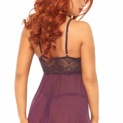 Leg Avenue Lace Up Mesh Babydoll Set Lingerie 8 Leg Avenue Lace Up Mesh Babydoll Set Lingerie