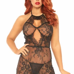 Leg Avenue Black Eyelash Lace Chemise Chemise Lingerie