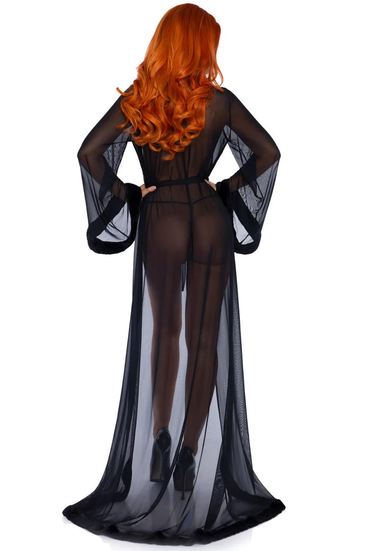 Leg Avenue Long Fur Trimmed Robe Lingerie 10 Leg Avenue Long Fur Trimmed Robe Lingerie