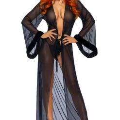 Leg Avenue Long Fur Trimmed Robe Lingerie 27 Leg Avenue Long Fur Trimmed Robe Lingerie