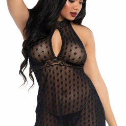 Leg Avenue Patterned Mesh Babydoll Lingerie