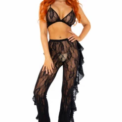 Leg Avenue Lace Bra Top And Ruffle Pants Lingerie