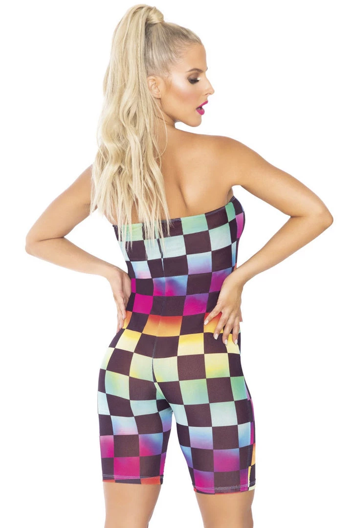 Leg Avenue Lingerie Rainbow Checkerboard Strapless Romper 2 Leg Avenue Lingerie Rainbow Checkerboard Strapless Romper