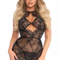 Leg Avenue Rhinestone Lace Chemise And Panty Set Chemise Lingerie