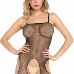 Leg Avenue Open Crotch Fishnet Suspender Bodystocking Lingerie