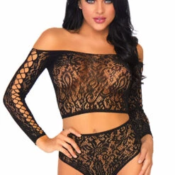 Leg Avenue Seamless Patterned Crop Top And Panty