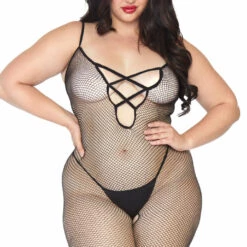 Leg Avenue Plus Size Criss Cross Fishnet Bodystocking 10 Leg Avenue Plus Size Criss Cross Fishnet Bodystocking