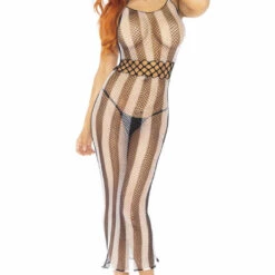 Leg Avenue Lingerie Striped Fishnet Halter Dress