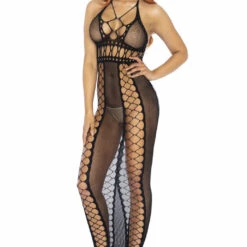 Leg Avenue Fishnet Backless Halter Dress