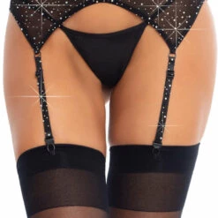 Leg Avenue Rhinestone Mesh Garter Belt Lingerie