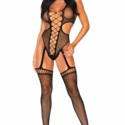Leg Avenue Fishnet Crotchless Teddy Lingerie