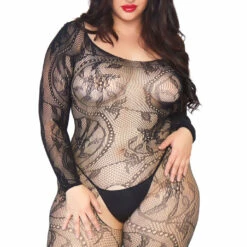 Leg Avenue Plus Size Spiral Lace Bodystocking 6 Leg Avenue Plus Size Spiral Lace Bodystocking