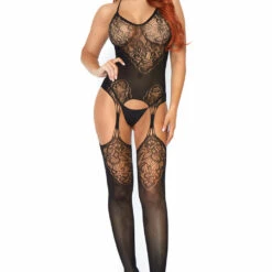 Leg Avenue Jacquard Net Suspender Bodystocking 23 Leg Avenue Jacquard Net Suspender Bodystocking