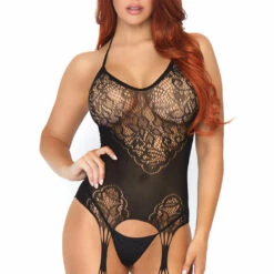 Leg Avenue Jacquard Net Suspender Bodystocking 19 Leg Avenue Jacquard Net Suspender Bodystocking