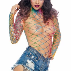 Leg Avenue High Neck Wide Net Bodysuit 16 Leg Avenue High Neck Wide Net Bodysuit