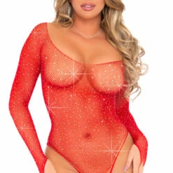 Leg Avenue Teddy Lingerie Rhinestone Fishnet Bodysuit