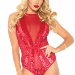 Leg Avenue Lingerie Velvet And Lace Teddy