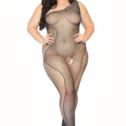Leg Avenue Plus Size Rhinestone Asymmetrical Bodystocking
