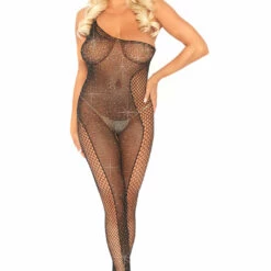Leg Avenue Rhinestone Asymmetrical Bodystocking 9 Leg Avenue Rhinestone Asymmetrical Bodystocking