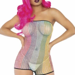 Leg Avenue Lingerie Rainbow Fishnet Strapless Romper