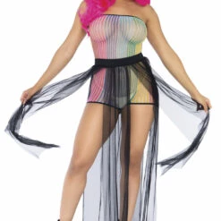 Leg Avenue Lingerie Rainbow Fishnet Strapless Romper