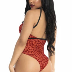 Leg Avenue Lingerie Velvet Leopard Garter Teddy