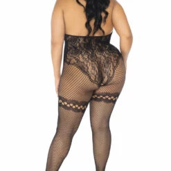 Leg Avenue Plus Size Fishnet Cupless Halter Bodystocking 6 Leg Avenue Plus Size Fishnet Cupless Halter Bodystocking