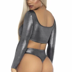 Leg Avenue Clothing Shimmer Crop Top And Panty Set