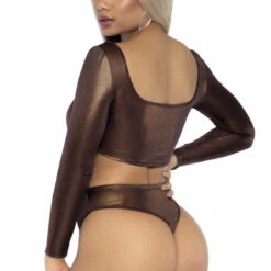 Leg Avenue Clothing Shimmer Crop Top And Panty Set