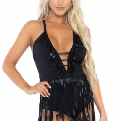 Leg Avenue Metallic Fringe Halter Bodysuit 7 Leg Avenue Metallic Fringe Halter Bodysuit
