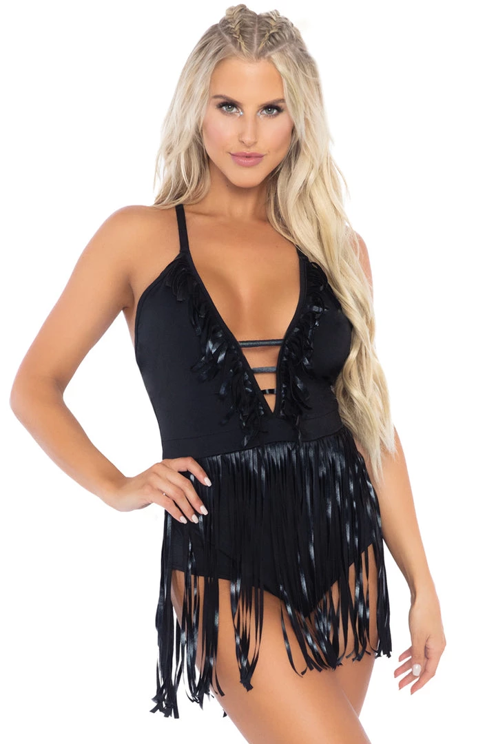 Leg Avenue Metallic Fringe Halter Bodysuit 3 Leg Avenue Metallic Fringe Halter Bodysuit