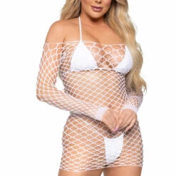 Leg Avenue Neon Net Long Sleeve Dress Lingerie