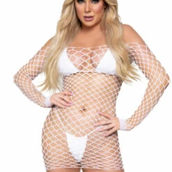 Leg Avenue Neon Net Long Sleeve Dress Lingerie