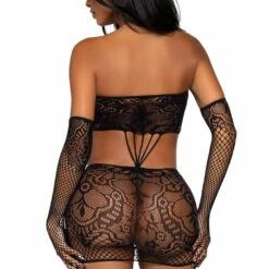 Leg Avenue Strapless Patterned Cut Out Chemise Lingerie