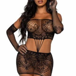 Leg Avenue Strapless Patterned Cut Out Chemise Lingerie
