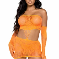 Leg Avenue Strapless Patterned Cut Out Chemise Lingerie