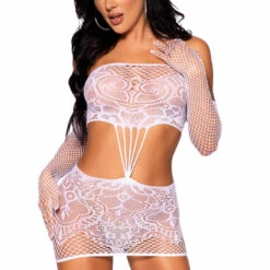Leg Avenue Strapless Patterned Cut Out Chemise Lingerie