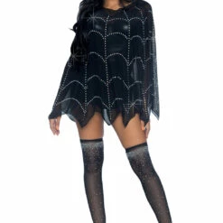 Leg Avenue Sheer Rhinestone Spiderweb Poncho Sexy Halloween Costumes
