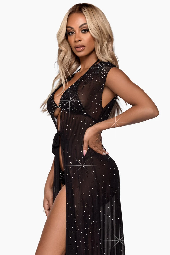 Leg Avenue Iridescent Floor Length Robe Lingerie 4 Leg Avenue Iridescent Floor Length Robe Lingerie